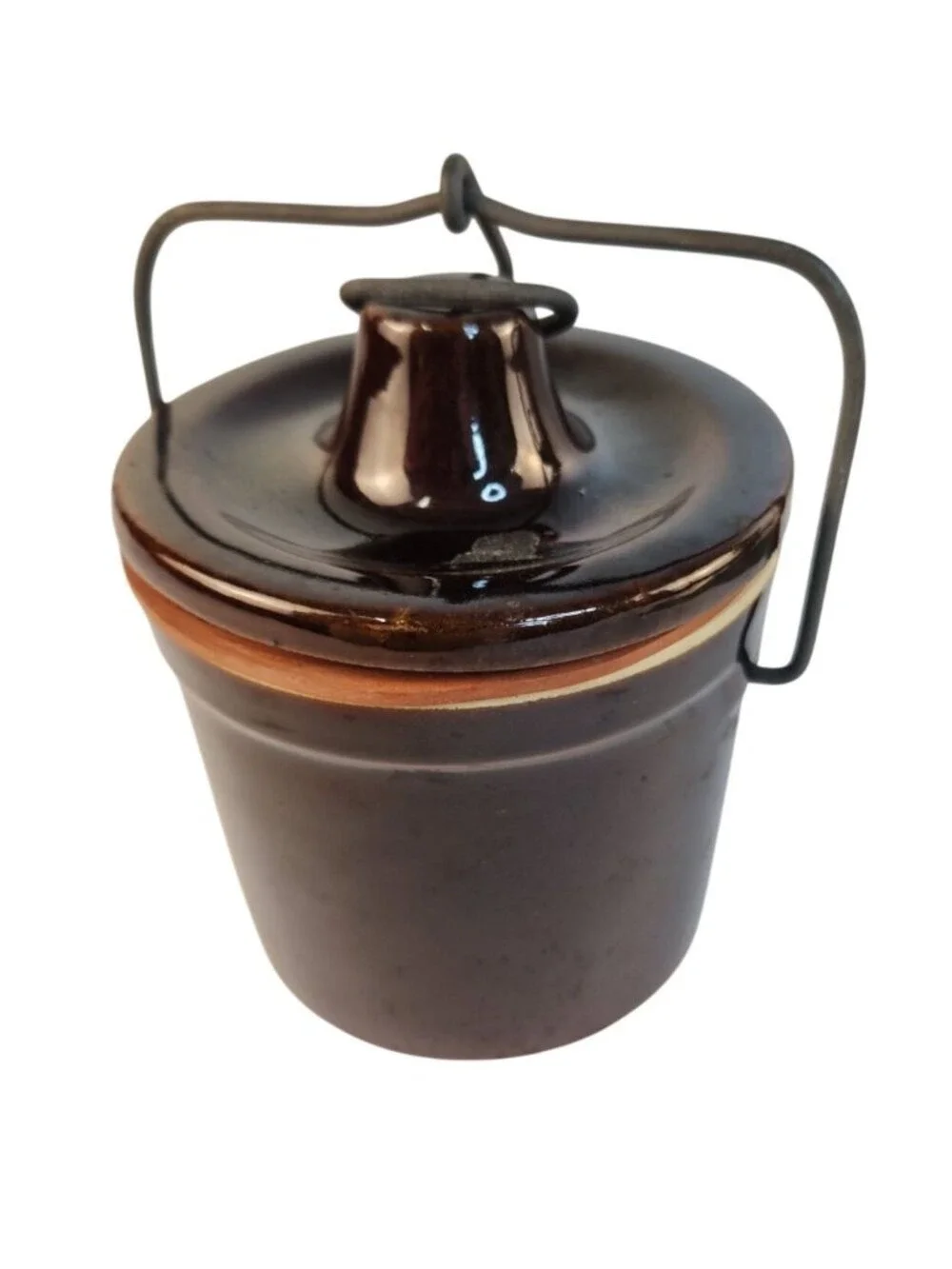 Vintage USA Stoneware Crock Brown Glaze 1970s